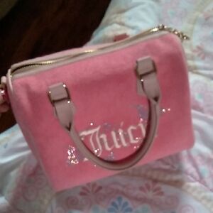 Juicy Couture Pink Satchel with butterfly accent gold zipper New Terry